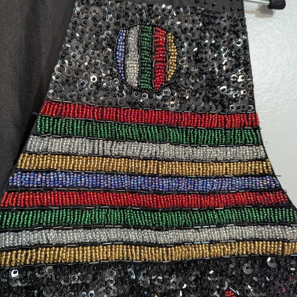 Vintage 90s Mens Effeci Abstract Colorful Beaded Western Vest M 80s Maximalist